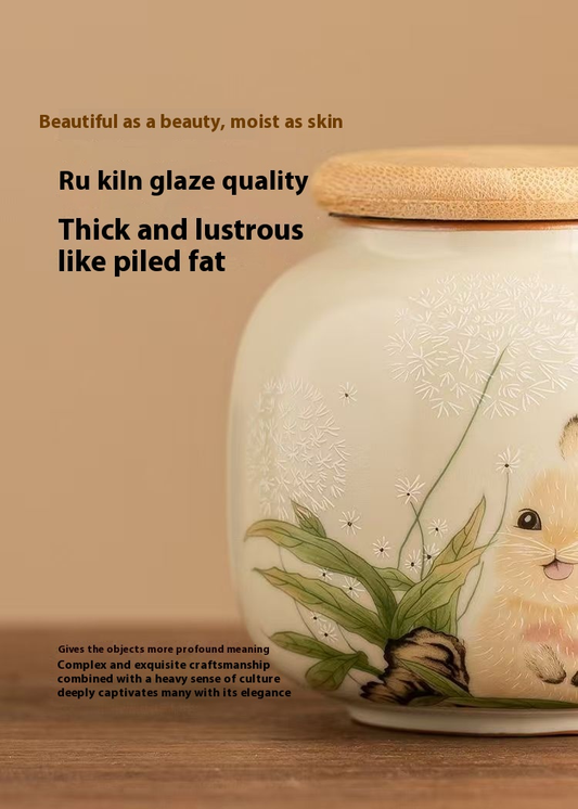 Pawlsle Trails Ru kiln rabbit urn, small pet urn, pet souvenir, pet moisture-proof sealed urn