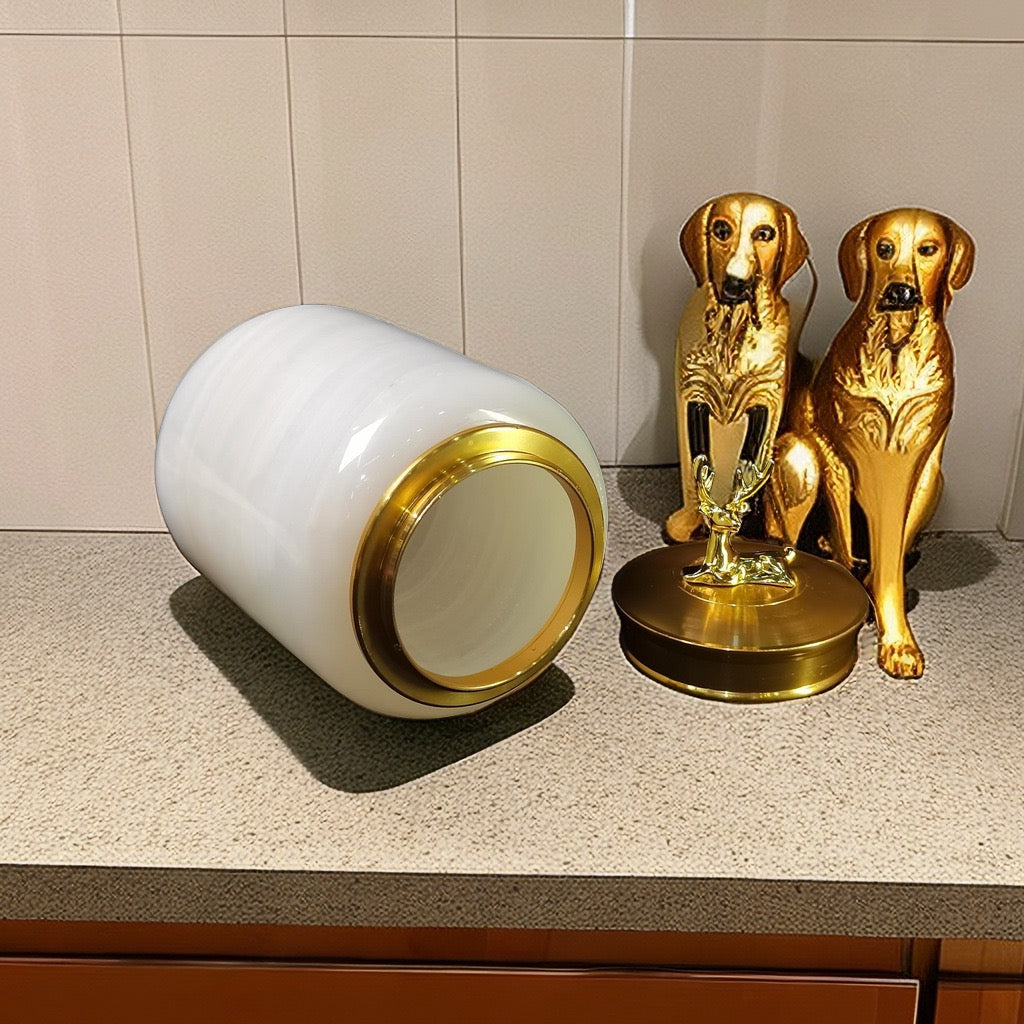 Pawlsle Trails Natural jade pet urn, sealed jar, animal funeral supplies storage jar, cat and dog souvenirs