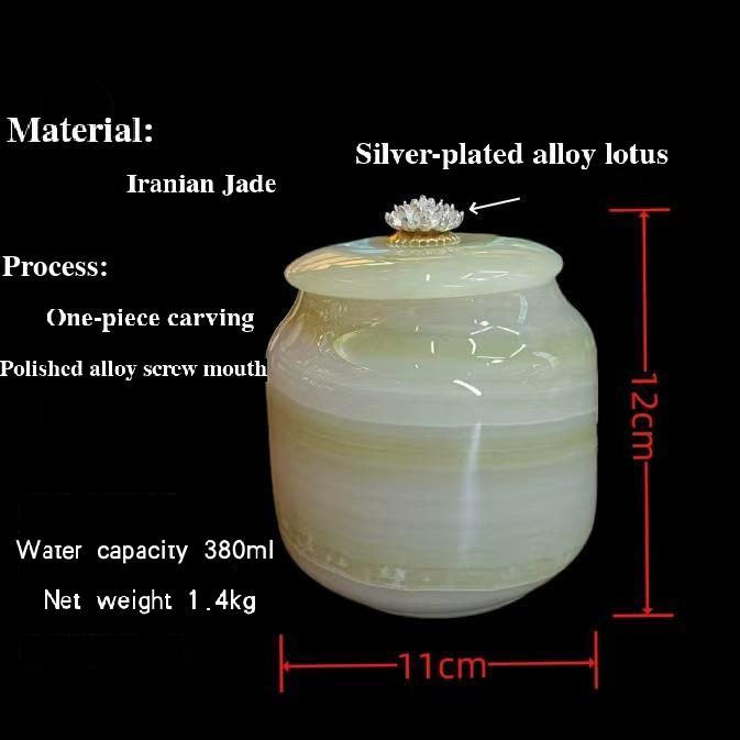 Pawlsle Trails Natural jade pet urn, pet funeral supplies, moisture-proof urn, light luxury marble urn, pet sealed jar cyan jade Small size