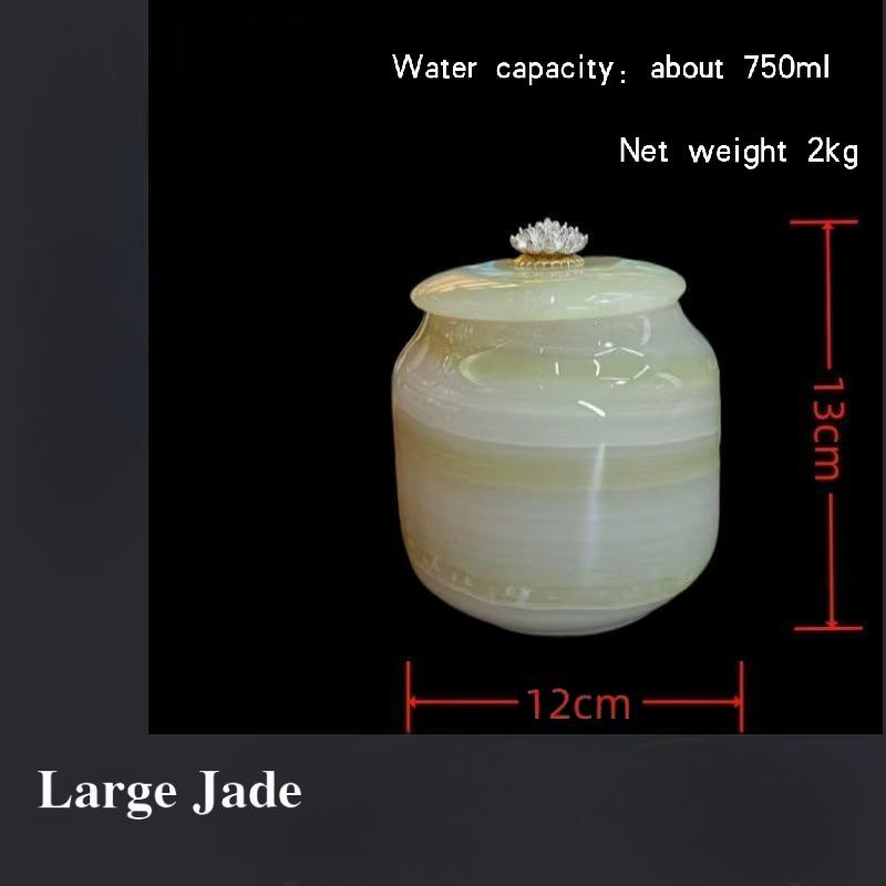 Pawlsle Trails Natural jade pet urn, pet funeral supplies, moisture-proof urn, light luxury marble urn, pet sealed jar cyan jade large size