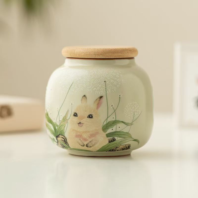 Pawlsle Trails Ru kiln rabbit urn, small pet urn, pet souvenir, pet moisture-proof sealed urn