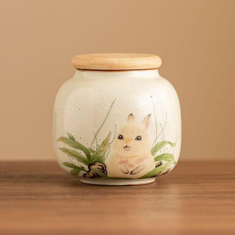 Pawlsle Trails Ru kiln rabbit urn, small pet urn, pet souvenir, pet moisture-proof sealed urn