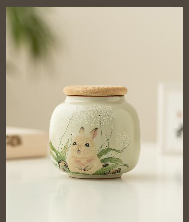 Pawlsle Trails Ru kiln rabbit urn, small pet urn, pet souvenir, pet moisture-proof sealed urn