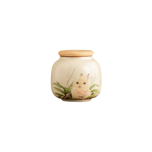 Pawlsle Trails Ru kiln rabbit urn, small pet urn, pet souvenir, pet moisture-proof sealed urn Dandelion rabbit pet urn