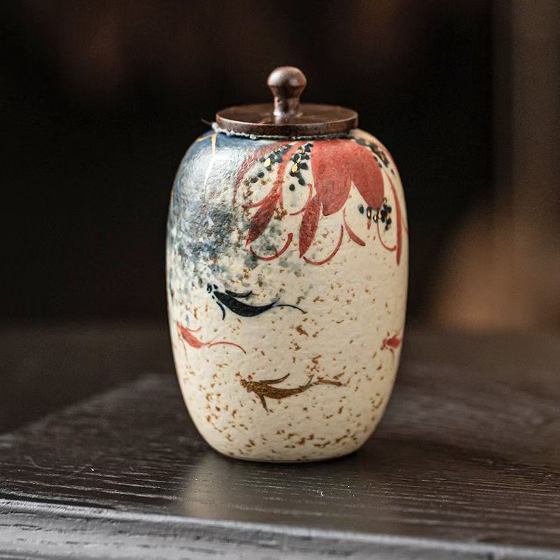 Pawlsle Trails Hand-painted koi urn jar, hand-painted urn jar, pet souvenir, pet ashes sealed moisture-proof jar