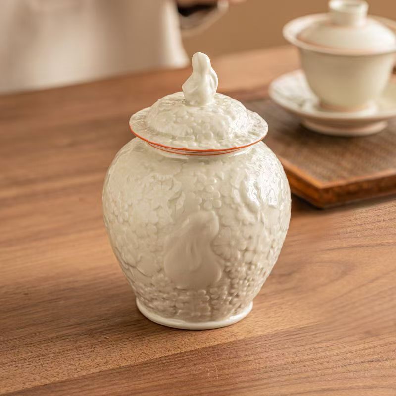Pawlsle Trails Hand-painted moon rabbit urn, pet urn, cat and dog urn, pet souvenir