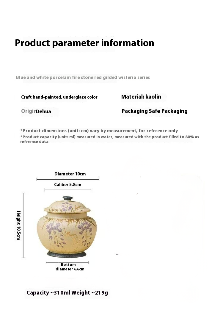 Pawlsle Trails Hand-painted wisteria flower urn jar, pet souvenir jar, pet go centuries souvenir jar, pet moisture-proof urn