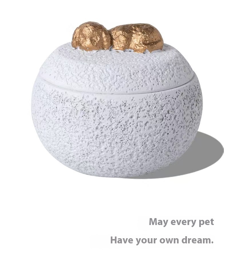 Pawlsle Trails Puppy and kitten memorial box storage box shaped urn. White Dog urn