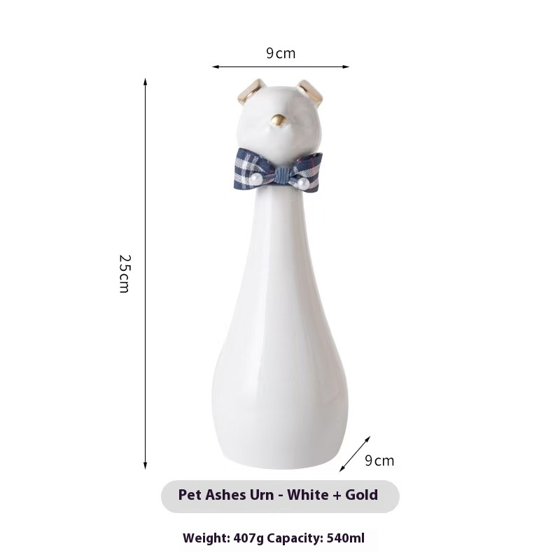 Pawlsle Trails Long-necked puppy pet memorial urn White with golden ears
