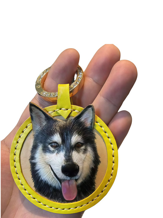 Pawlsle Trails Pet memorial leather carving pendants, pet custom leather carving jewelry keychains, pet souvenirs 7*8(Provide clear photos and choose customized colors)