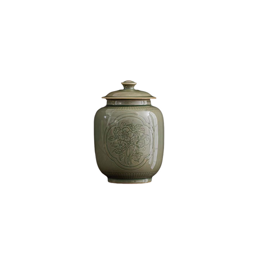 Pawlsle Trails Pet Leave Century Commemorative Products, Pet Elaborate Urns, Pet Funeral Products, Pet Storage Souvenirs Retro pet urn jar with embossed window flowers