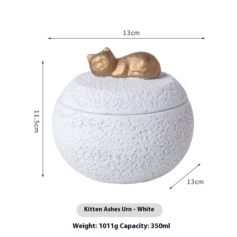 Pawlsle Trails Puppy and kitten memorial box storage box shaped urn. White Cat urn