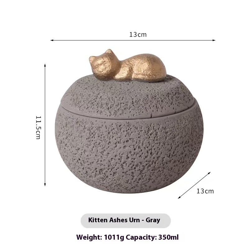 Pawlsle Trails Puppy and kitten memorial box storage box shaped urn. gray Cat urn