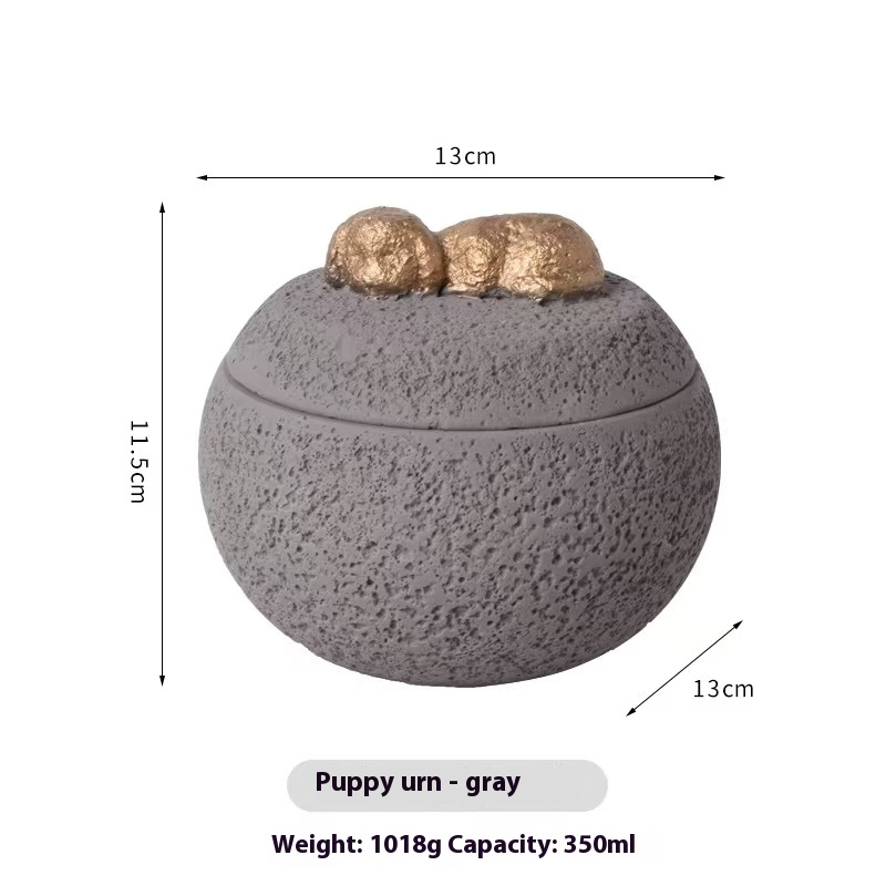 Pawlsle Trails Puppy and kitten memorial box storage box shaped urn. gray Dog urn