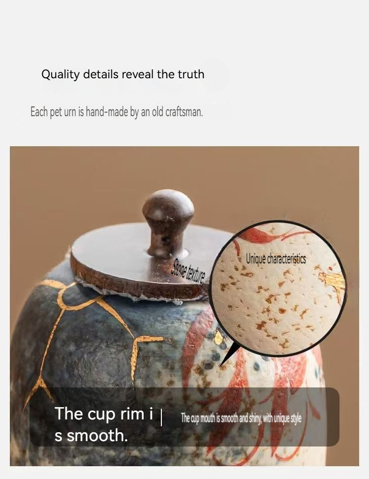 Pawlsle Trails Hand-painted koi urn jar, hand-painted urn jar, pet souvenir, pet ashes sealed moisture-proof jar