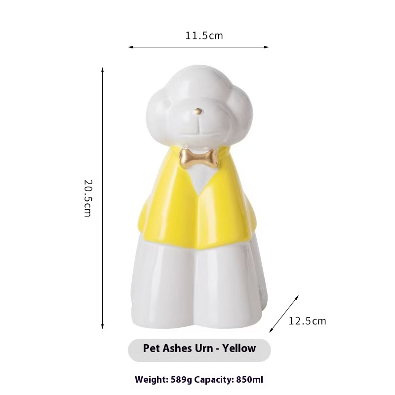 Pawlsle Trails Ceramic pet dog urn, cat urn, sealed moisture-proof can, pet memorable can Yellow