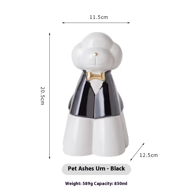 Pawlsle Trails Ceramic pet dog urn, cat urn, sealed moisture-proof can, pet memorable can Black