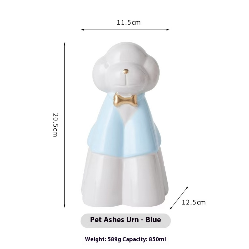 Pawlsle Trails Ceramic pet dog urn, cat urn, sealed moisture-proof can, pet memorable can Blue