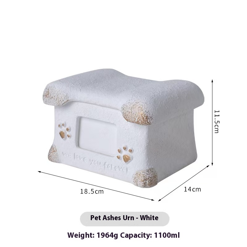 Pawlsle Trails Puppy and Kitten Memorial Box Coffin-style Ashes Box White
