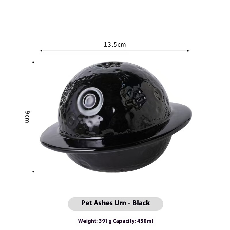 Pawlsle Trails Cat and dog pet urns,light luxury, accompanied by a cosmic starry sky, memorial urn. Black
