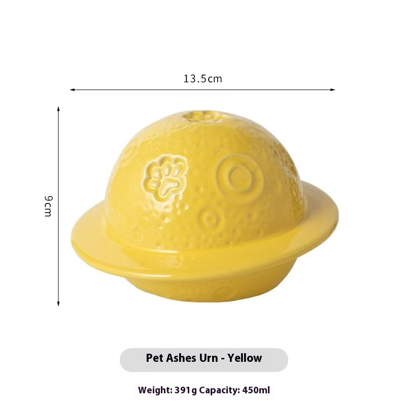 Pawlsle Trails Cat and dog pet urns,light luxury, accompanied by a cosmic starry sky, memorial urn. Yellow