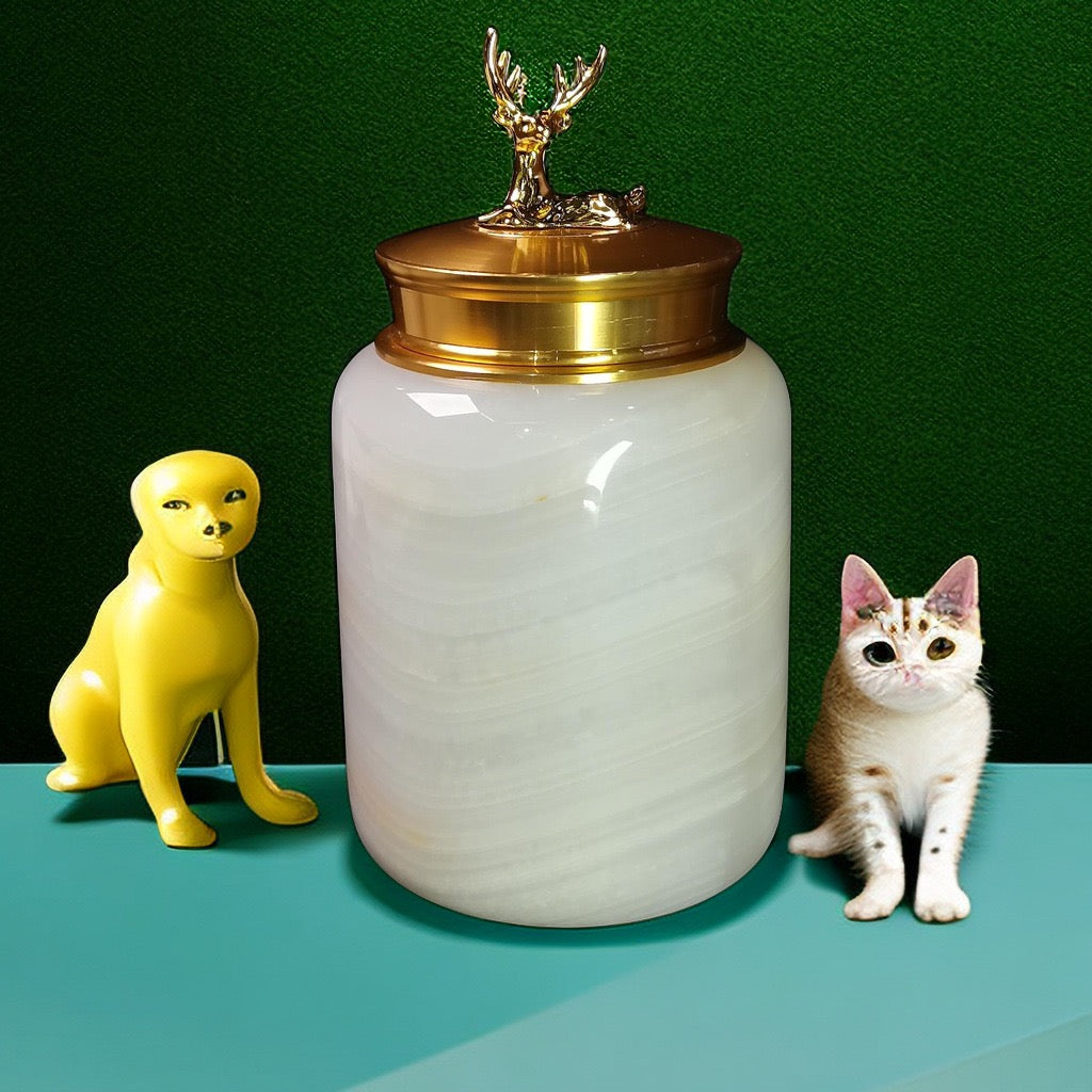 Pawlsle Trails Natural jade pet urn, sealed jar, animal funeral supplies storage jar, cat and dog souvenirs