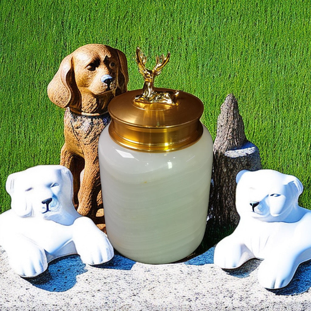 Pawlsle Trails Natural jade pet urn, sealed jar, animal funeral supplies storage jar, cat and dog souvenirs