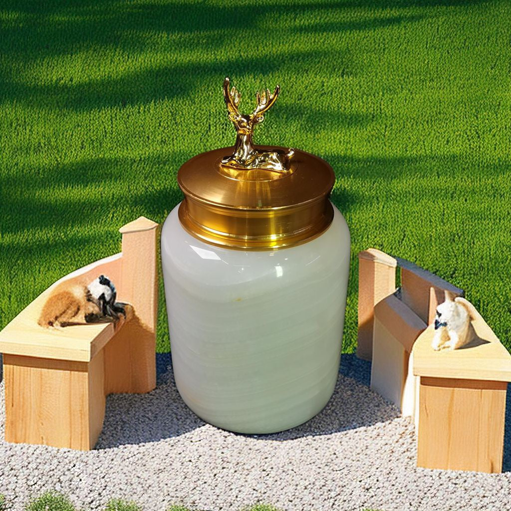 Pawlsle Trails Natural jade pet urn, sealed jar, animal funeral supplies storage jar, cat and dog souvenirs