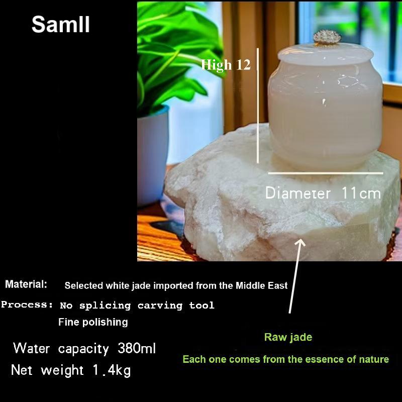 Pawlsle Trails Natural jade pet urn, pet funeral supplies, moisture-proof urn, light luxury marble urn, pet sealed jar Lotus White Jade Small Size