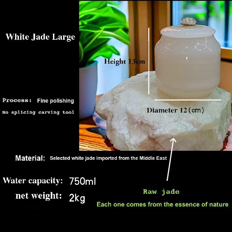 Pawlsle Trails Natural jade pet urn, pet funeral supplies, moisture-proof urn, light luxury marble urn, pet sealed jar Lotus White Jade Large Size