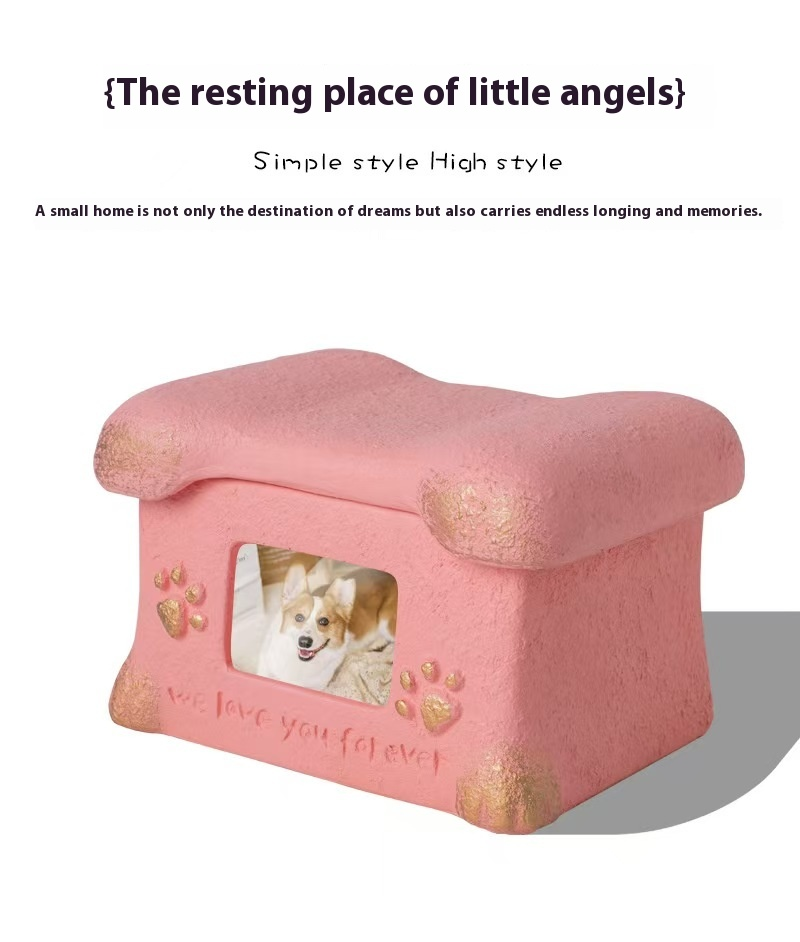 Pawlsle Trails Puppy and Kitten Memorial Box Coffin-style Ashes Box pink