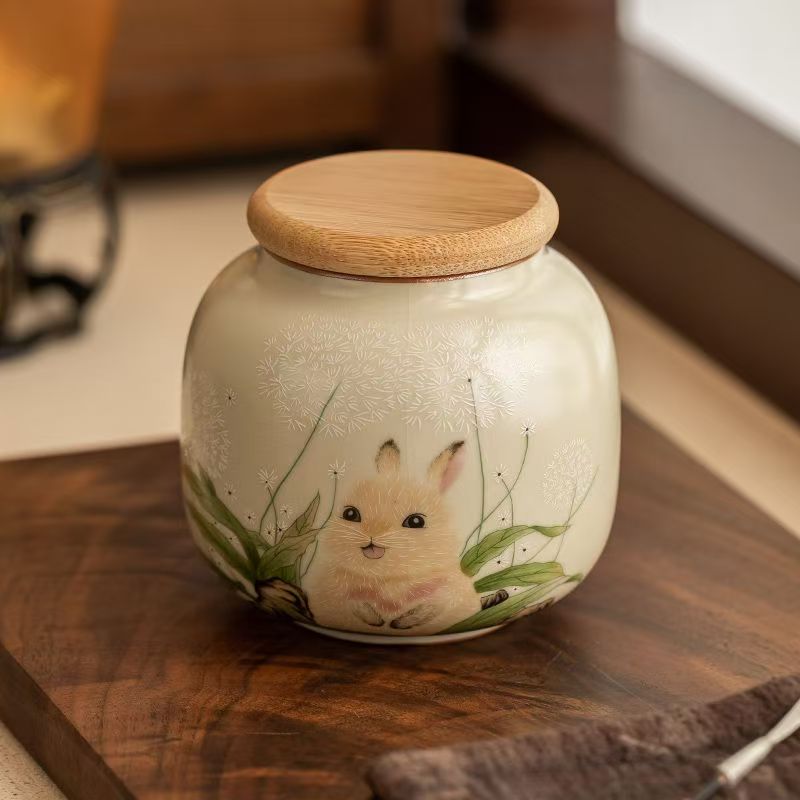 Pawlsle Trails Ru kiln rabbit urn, small pet urn, pet souvenir, pet moisture-proof sealed urn