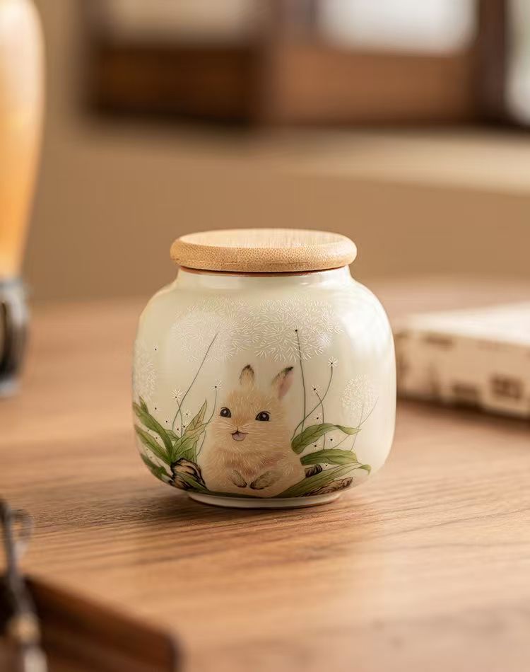 Pawlsle Trails Ru kiln rabbit urn, small pet urn, pet souvenir, pet moisture-proof sealed urn
