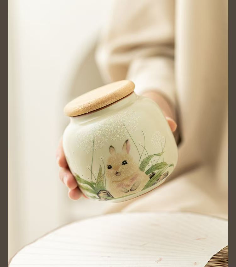 Pawlsle Trails Ru kiln rabbit urn, small pet urn, pet souvenir, pet moisture-proof sealed urn