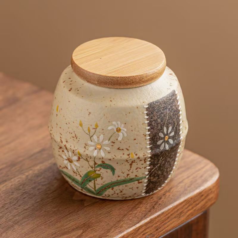 Pawlsle Trails Hand-painted small daisy pet urns, pet souvenir jars, pet moisture-proof urns, pet funeral supplies