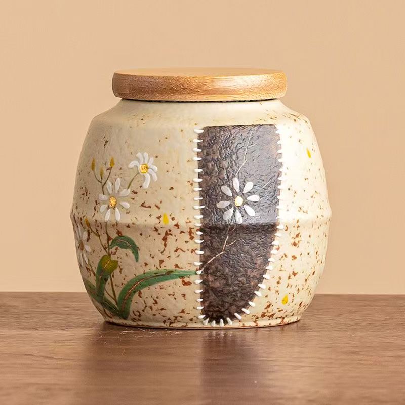 Pawlsle Trails Hand-painted small daisy pet urns, pet souvenir jars, pet moisture-proof urns, pet funeral supplies