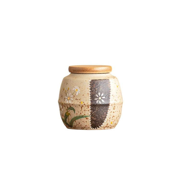 Pawlsle Trails Hand-painted small daisy pet urns, pet souvenir jars, pet moisture-proof urns, pet funeral supplies Hand-painted little daisy urn