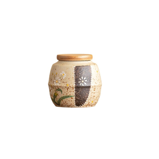 Pawlsle Trails Hand-painted small daisy pet urns, pet souvenir jars, pet moisture-proof urns, pet funeral supplies Hand-painted little daisy urn