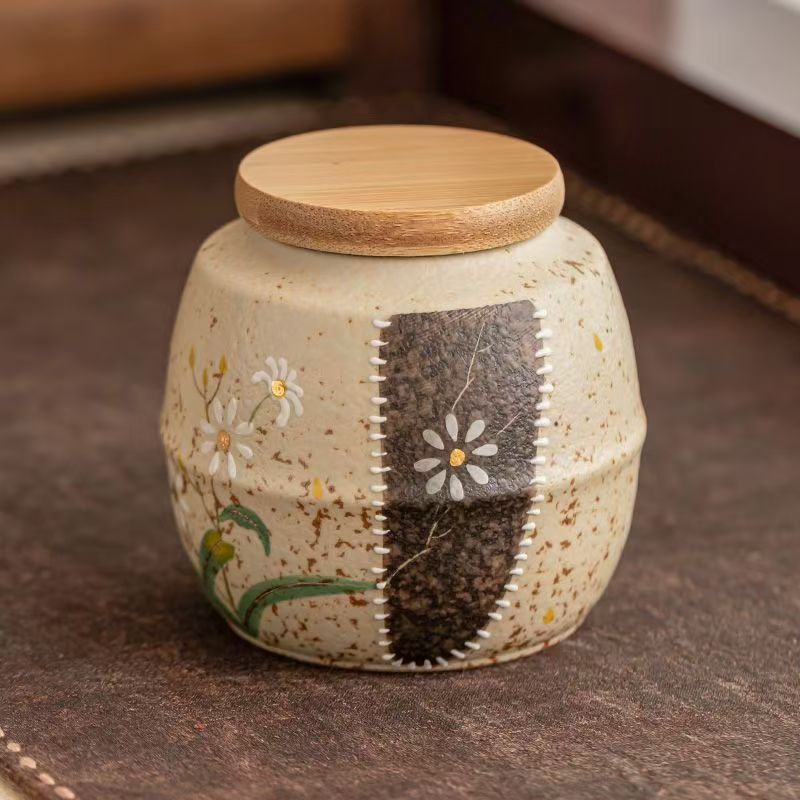 Pawlsle Trails Hand-painted small daisy pet urns, pet souvenir jars, pet moisture-proof urns, pet funeral supplies