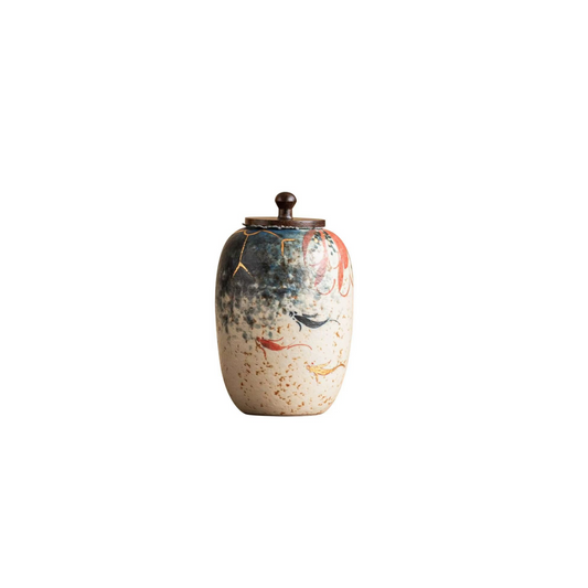 Pawlsle Trails Hand-painted koi urn jar, hand-painted urn jar, pet souvenir, pet ashes sealed moisture-proof jar Hand-painted koi urn