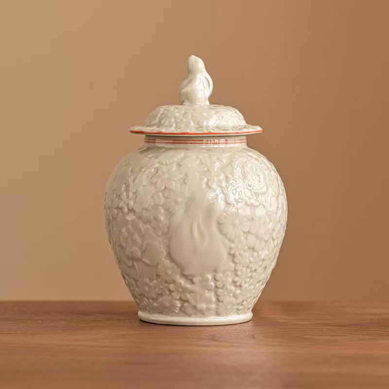 Pawlsle Trails Hand-painted moon rabbit urn, pet urn, cat and dog urn, pet souvenir