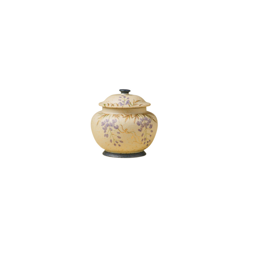 Pawlsle Trails Hand-painted wisteria flower urn jar, pet souvenir jar, pet go centuries souvenir jar, pet moisture-proof urn Hand-painted wisteria flower urn