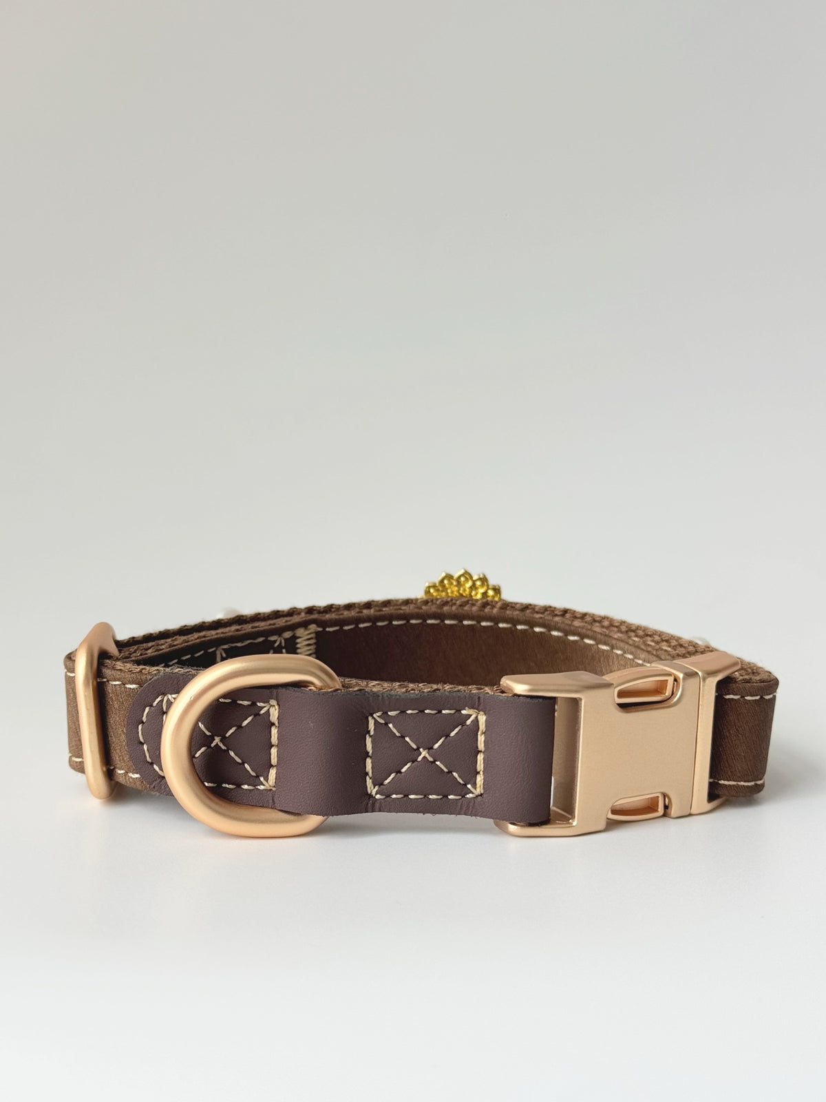 Pawlsle Trails Vintage-Style Ruby Crystal Pet Collar · Crafted from luxurious, soft microfiber leather and accented with pearl flowers—an elegant, designer-style accessory for pets.