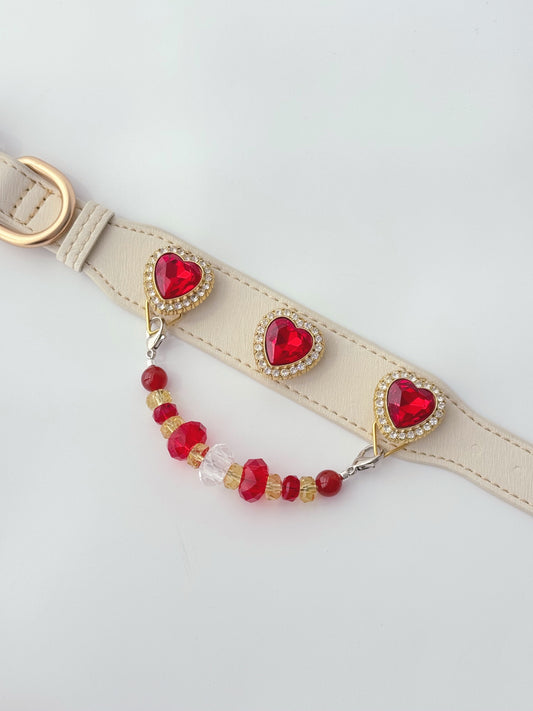 Red Heart-Shaped Crystal Pet Collar, Luxurious Rhinestone Heart Dog Necklace, Elegant Pet Memorial Accessory
