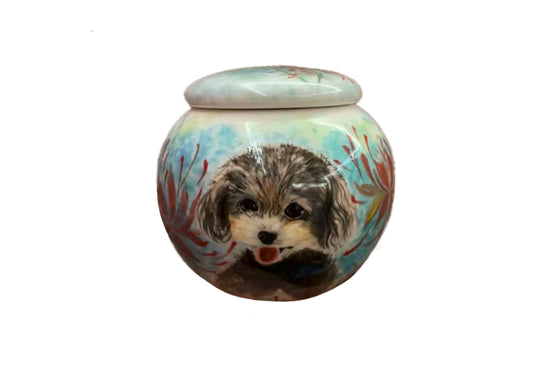 Pawlsle Trails A variety of hand-painted pet urns Medium round urn（Suitable for pets weighing less than 15 kg）