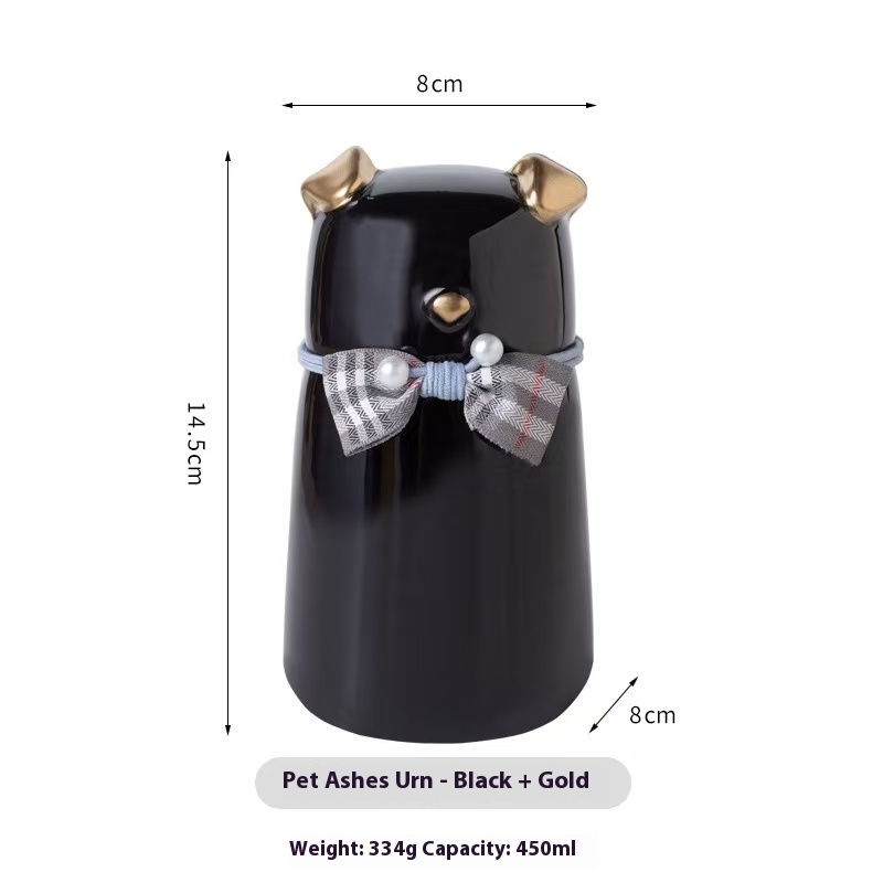 Pawlsle Trails Ceramic urn, moisture-proof sealed jar, pet urn, cremated hair storage jar from dogs! Black + Golden ears