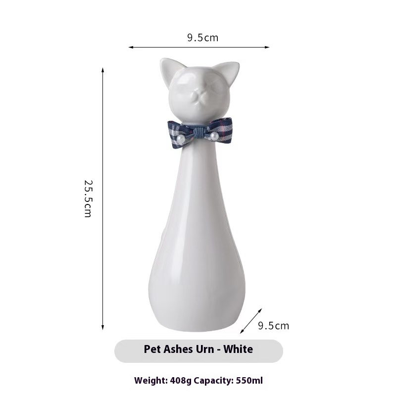 Pawlsle Trails Long-necked kitten memorial urn White