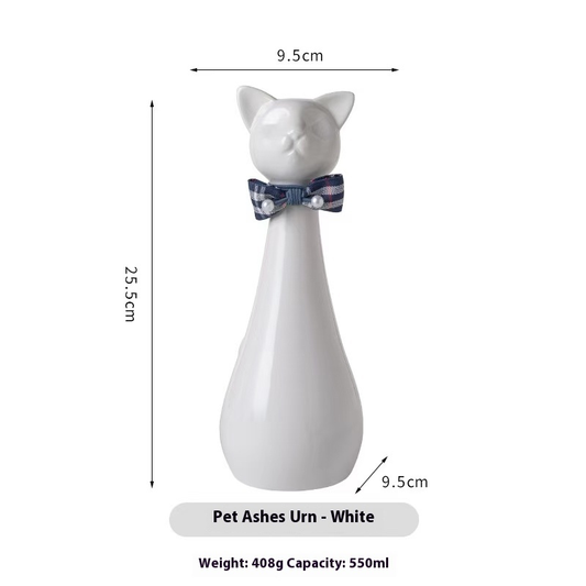 Pawlsle Trails Long-necked kitten memorial urn White