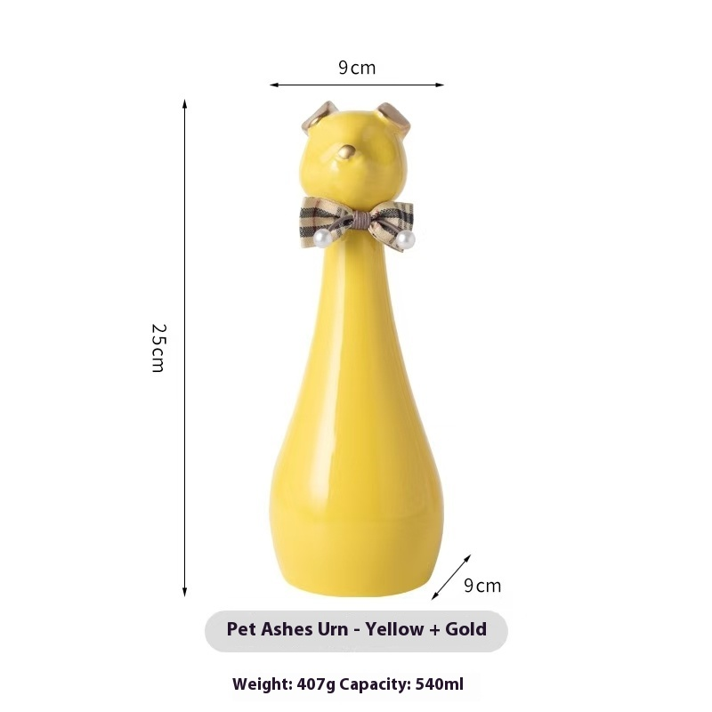 Pawlsle Trails Long-necked puppy pet memorial urn Yellow with golden ears