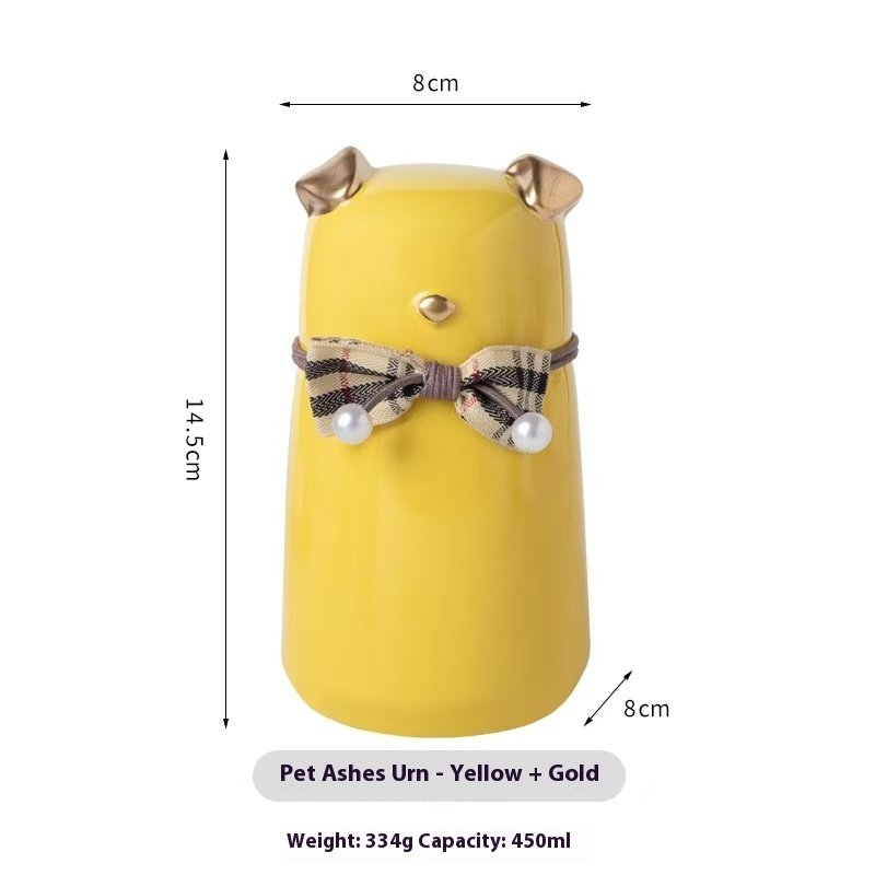 Pawlsle Trails Ceramic urn, moisture-proof sealed jar, pet urn, cremated hair storage jar from dogs! Yellow + Golden ears